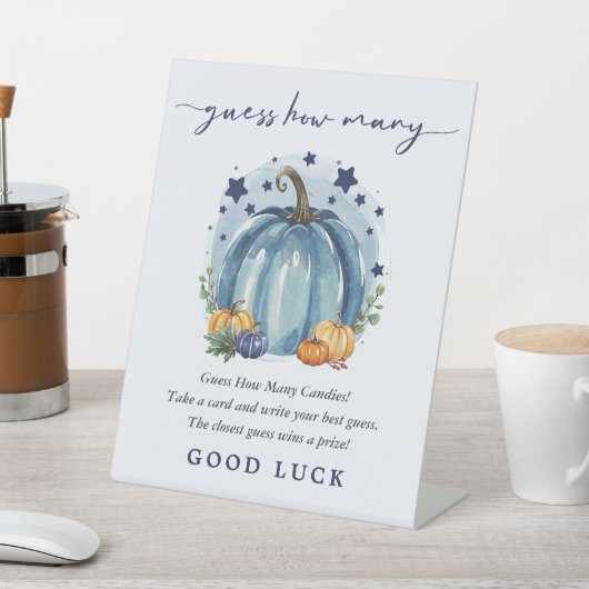 Signe De Table Bleu Petit Citrouille Bébé Garçon Douche Devant Co (In SItu)