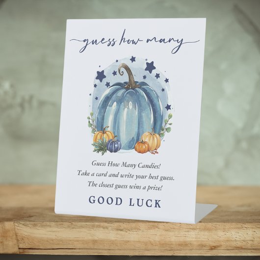 Signe De Table Bleu Petit Citrouille Bébé Garçon Douche Devant Co