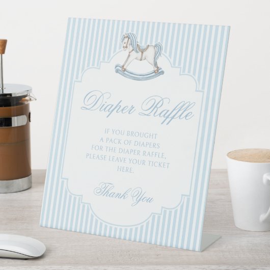 Signe De Table Bleu rocking cheval bébé garçon douche tombole de  (In SItu)