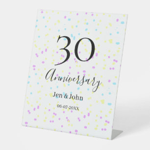 Signe De Table Bleu rose jaune pois 30e anniversaire nom