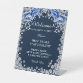 Signe De Table Bleu Rose Snowflake Noël Mesures de sécurité (Recto)