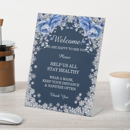 Signe De Table Bleu Rose Snowflake Noël Mesures de sécurité (In SItu)