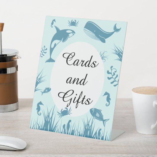 Signe De Table Bleu sous la mer Carte de Baby shower & Cadeaux (In SItu)