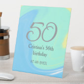 Signe De Table bleu vert gris 50e anniversaire ajouter nom date r (In SItu)