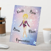 Signe De Table Blonde étoilée, Yeux verts, Léotard bordeaux (In SItu)