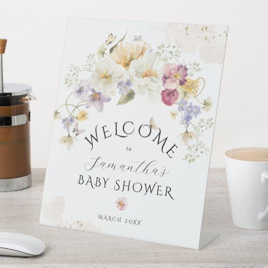 Signe De Table Bloom Fleur sauvage Rustique Baby shower bienvenue (In SItu)