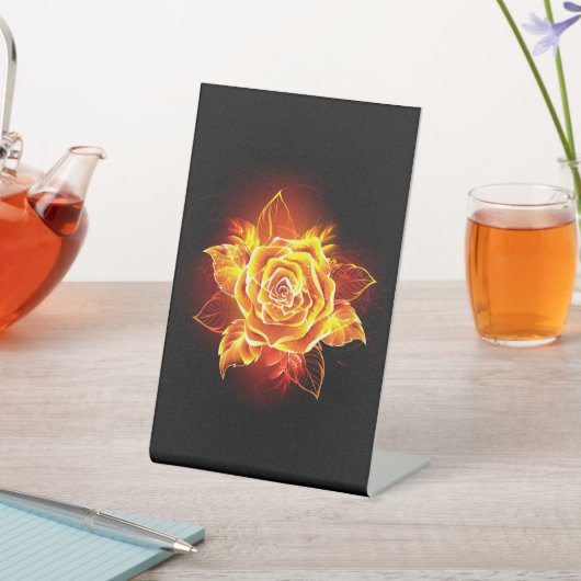Signe De Table Blooming Fire Rose (In SItu)