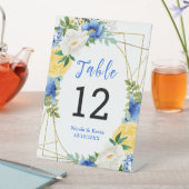 Signe De Table Blue and Yellow Floral Wedding Table Number (In SItu)