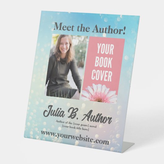 Signe De Table Blue Bokeh Author Book Signature or Book Launch (Recto)