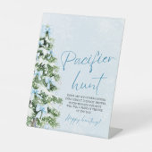 Signe De Table Blue Bow Christmas Tree Baby Shower Pacifier Hunt (Recto)