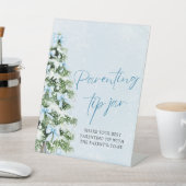 Signe De Table Blue Bows Christmas Tree Parenting Tip Jar Game (In SItu)