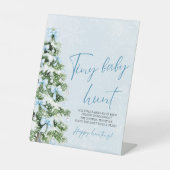 Signe De Table Blue Bows Christmas Tree Tiny Baby Hunt Game (Recto)