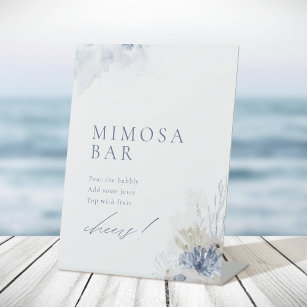 Signe De Table Blue Coral & Seashells Beach Fête des mariées Mimo