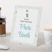 Signe De Table Blue Cute Boy Teddy Bear Baby shower Photo Booth (In SItu)