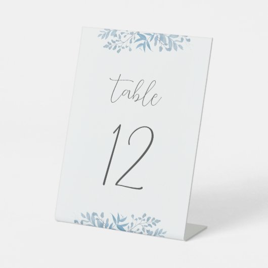 Signe De Table Blue Eucalyptus Mariage Numéro de table (Recto)