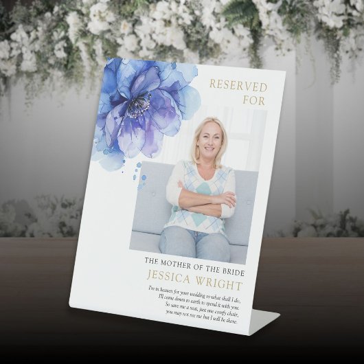 Signe De Table Blue Floral Réservé Enregistrer Un Siège Photo Mar