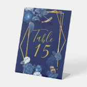 Signe De Table Blue & Gold Botanical Florals Mariage Numéro de ta (Recto)