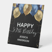 Signe De Table Blue Gold Joyeux 50e anniversaire (Recto)