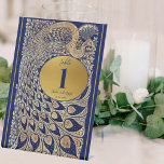 Signe De Table Blue Gold Peacock Mariage indien Numéro de table<br><div class="desc">Dégustez vos invités avec cet élégant numéro de table d'accueil Mariage indien avec un paon doré complexe sur un arrière - plan bleu profond. Le texte est en bleu pour décaler l'arrière - plan or. La couleur or n'est pas du papier peint, mais un pigment riche de couleur or et...</div>