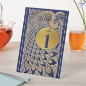 Signe De Table Blue Gold Peacock Mariage indien Numéro de table (In SItu)