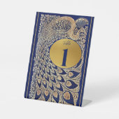 Signe De Table Blue Gold Peacock Mariage indien Numéro de table (Recto)