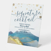 Signe De Table Blue Golden Mountains Mariage Signature Boire Menu (Recto)