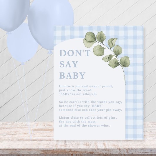 Signe De Table Blue Greenery Boy Baby shower Ne pas dire Baby Gam