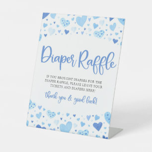 Signe De Table Blue Hearts Valentine Baby shower Déchets Raffle