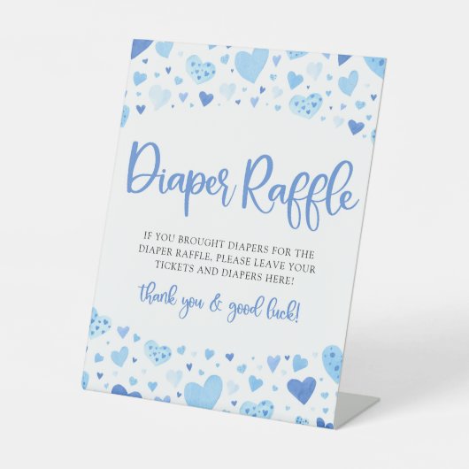 Signe De Table Blue Hearts Valentine Baby shower Déchets Raffle (Recto)
