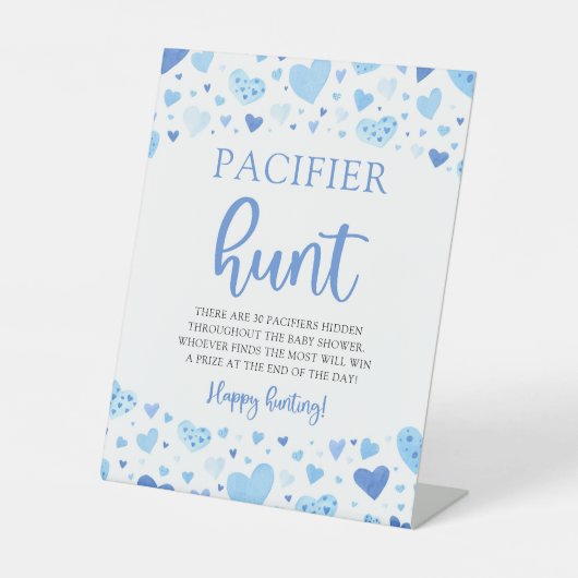 Signe De Table Blue Hearts Valentine Baby shower Pacifique chasse (Recto)