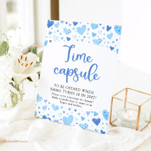Signe De Table Blue Hearts Valentine Time Capsule Baby shower