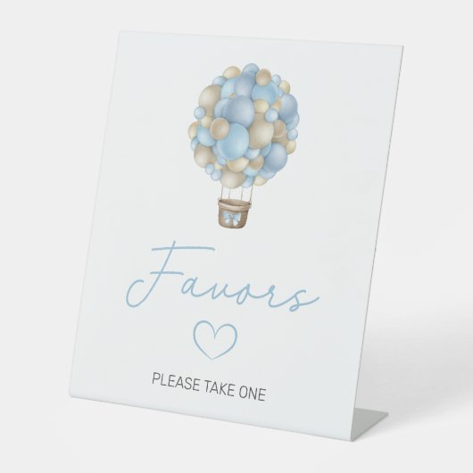 Signe De Table Blue Hot Air Balloon Baby shower Faveurs (Recto)