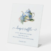 Signe De Table  Blue Hydrangea Baby Shower  Diaper Raffle Ticket  (Recto)