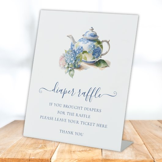 Signe De Table  Blue Hydrangea Baby Shower  Diaper Raffle Ticket 
