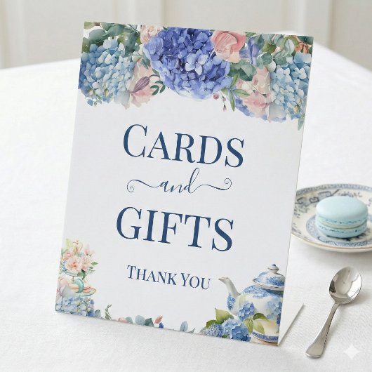 Signe De Table Blue Hydrangea Bridal Shower Tea Cards & Gifts
