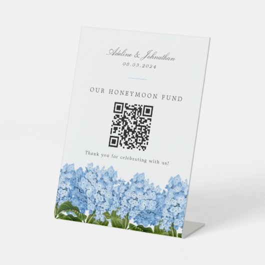 Signe De Table Blue Hydrangea Mariage Honeymoon Fund Contribution (Recto)