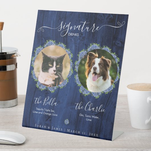 Signe De Table Blue Hydrangeas Bois Signature Animaux de compagni (In SItu)