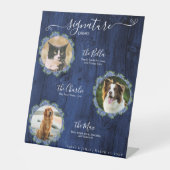 Signe De Table Blue Hydrangeas Wood 3 Photo Signature Animaux de (Recto)