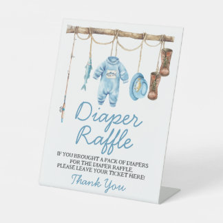 Signe De Table Blue Little Fisherman Diaper Raffle Sign