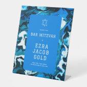 Signe De Table Blue Marble Star de David Custom Bar Bat mitzvah (Recto)