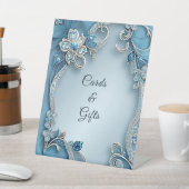 Signe De Table Blue Ornate Floral Tabletop Signs (In SItu)