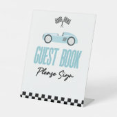 Signe De Table Blue Race Car Invité Book Party (Recto)