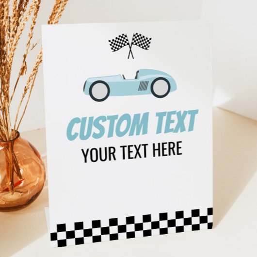Signe De Table Blue Race Car Racecar Custom Text Party
