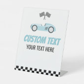 Signe De Table Blue Race Car Racecar Custom Text Party (Recto)