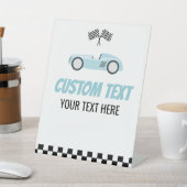 Signe De Table Blue Race Car Racecar Custom Text Party (In SItu)