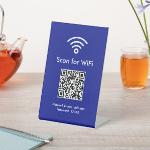 Signe De Table Blue Scan for WiFi Custom QR code Professional