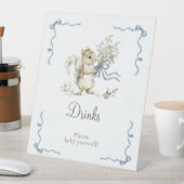 Signe De Table Blue Squirrel Baby Shower Drinks Sign Boy Woodland (In SItu)