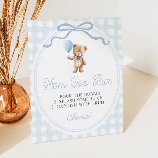 Signe De Table Blue Teddy Bear Baby Shower Mimosa Bar