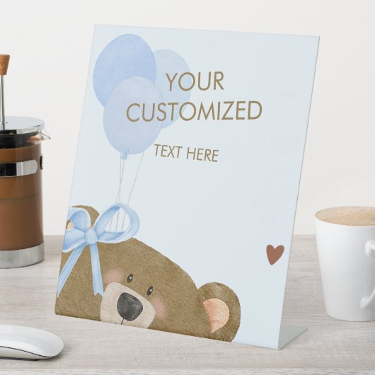 Signe De Table Blue Teddy peut attendre prématurément Baby shower (In SItu)