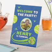 Signe De Table Blue Tennis Kids Birthday Welcome Party (In SItu)